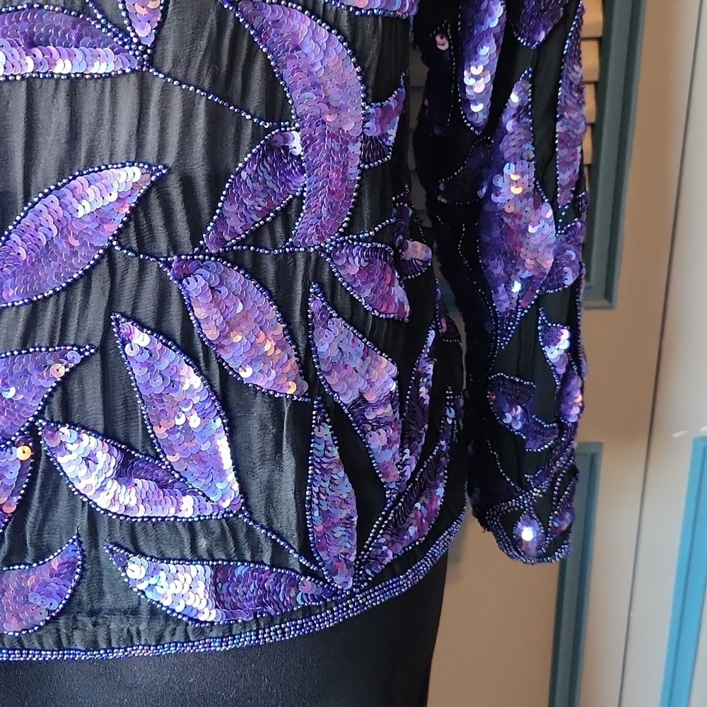 Vintage Black and Purple Sequin Top - Picture 12 of 12
